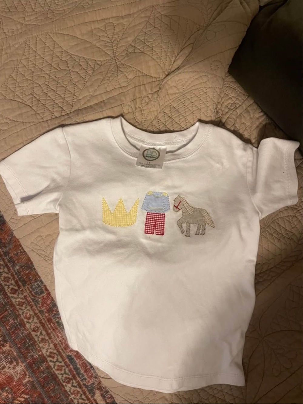 NWOT Blanks Boutique 4T Prince Charming Appliqué Horse Tee